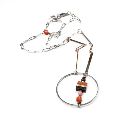Collier Mangor orange, rose - arloca