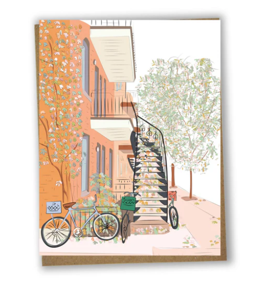 Carte de souhaits Bicyclette Montréal automnale - arloca