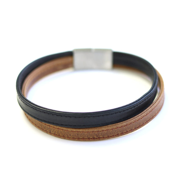 Bracelet en cuir pour homme double - arloca