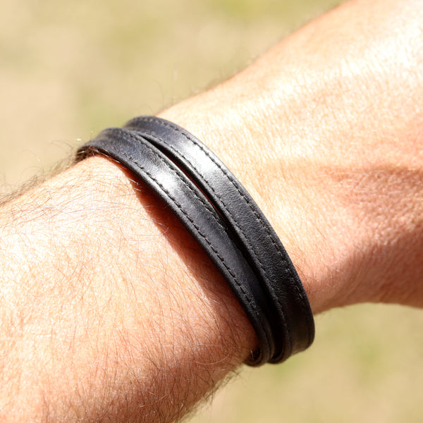 Bracelet en cuir pour homme double - arloca