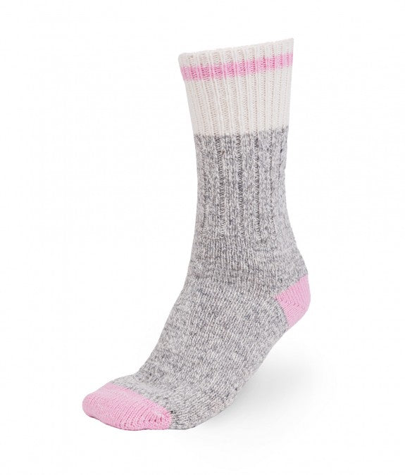 Bas de laine classique mi-mollet gris/rose - arloca