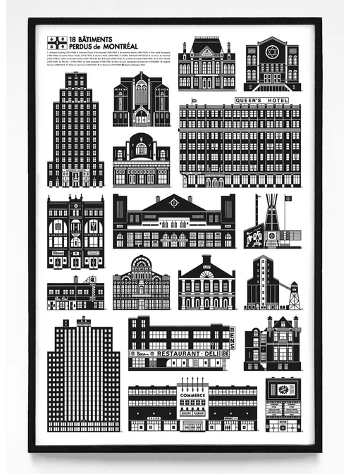 Affiche Bâtiments perdus à Montréal - arloca