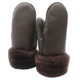 Mitaines brunes en cuir et mouton - arloca