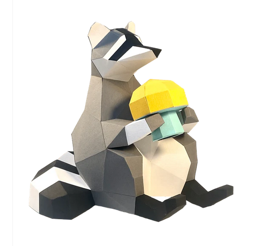 Kit de casse-têtes en 3D Le raton laveur assis - arloca