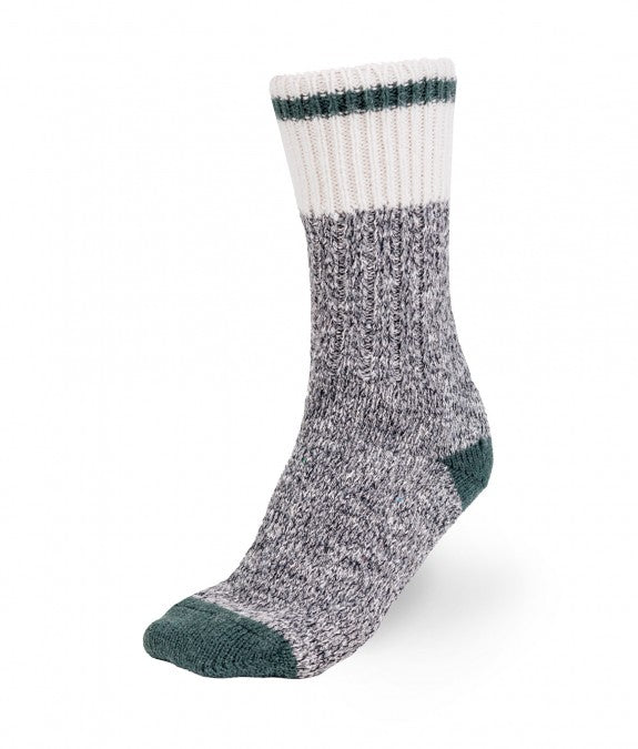 Bas de laine marbré mi-mollet gris/vert - arloca