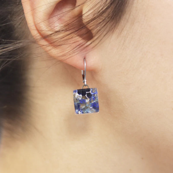 Boucles d'oreilles en verre à motif suspendu - arloca