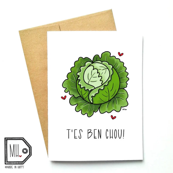 Carte de souhaits T'es ben chou - arloca