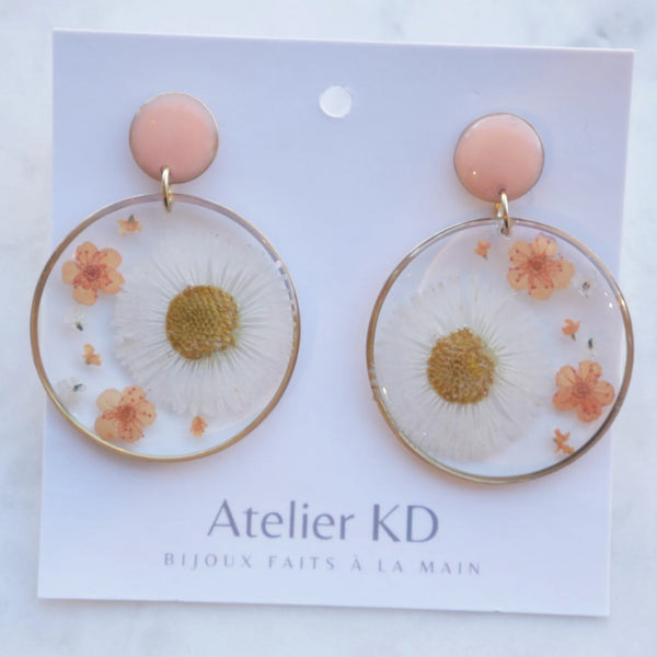 Boucles d'oreilles duo orange et blanc - arloca