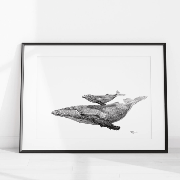 Affiche La baleine et son petit - arloca