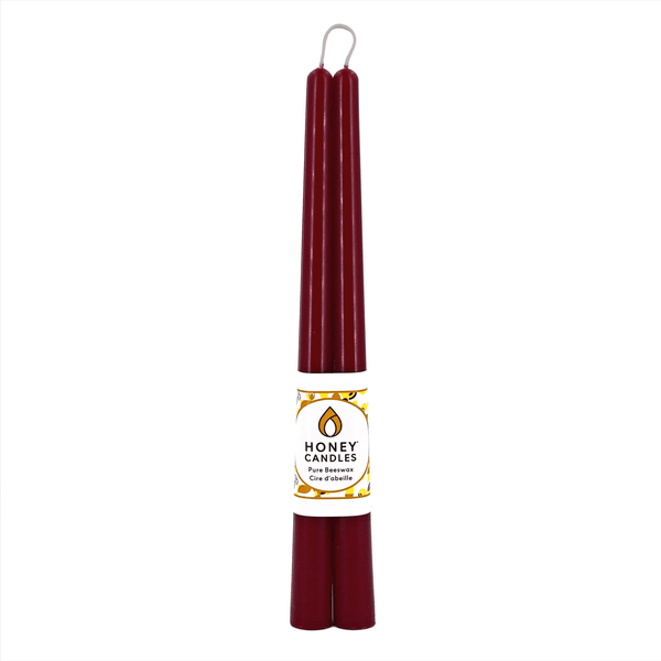 Bougies en cire d'abeille 12 po Bourgogne (paquet de 2) - arloca