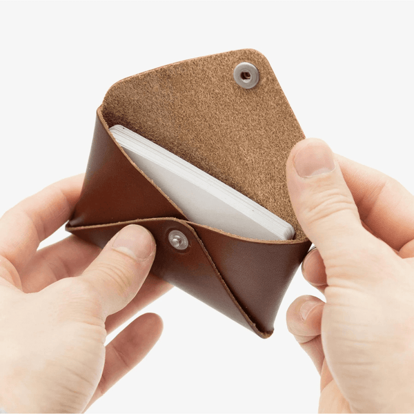 Étui à cartes en cuir brun - arloca