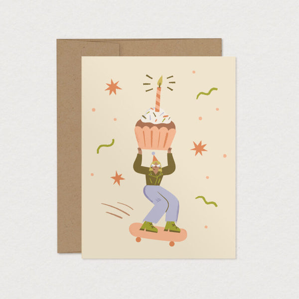 Carte de souhaits Cupcake à roulettes