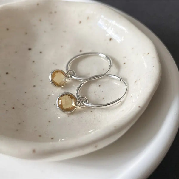 Boucles d'oreilles argent et citrine - arloca