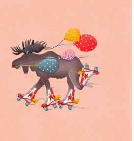 Carte de souhaits L'orignal sur patins - arloca