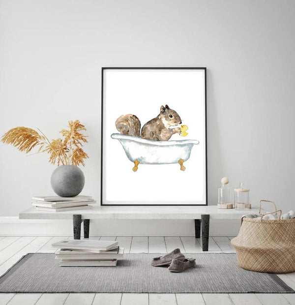 Affiche l'Écureuil prenant son bain - arloca