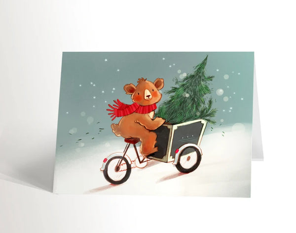 Carte de voeux L'Ourson à vélo - arloca