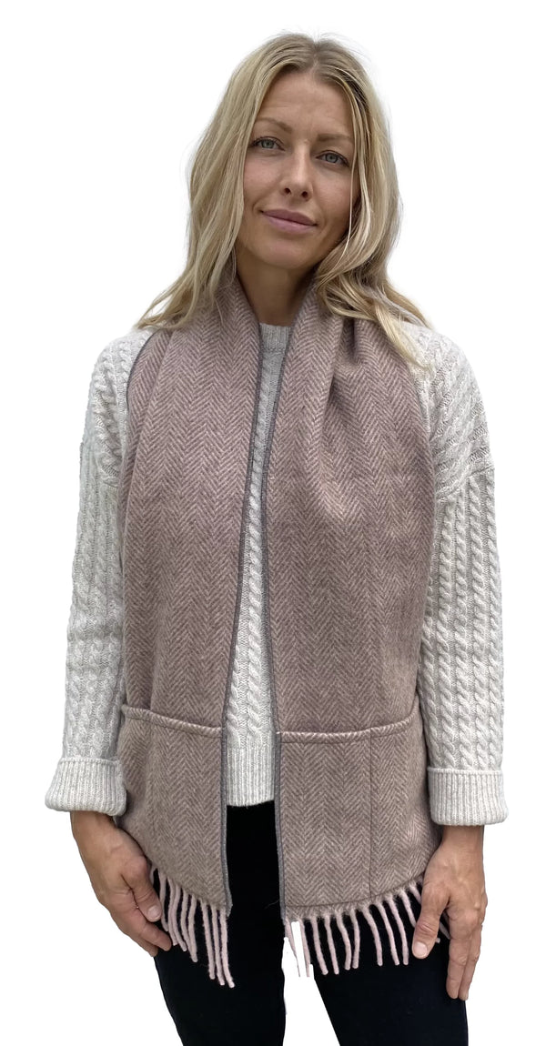 Écharpe de poche doublée à chevrons roses - arloca