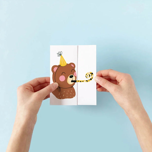 Carte de souhaits à déplier Ours en fête