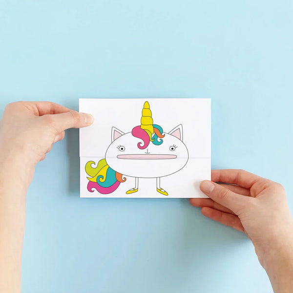 Carte de souhaits à déplier Licorne