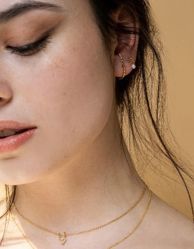 boucles d'oreilles cercles avec petites perles blanches - arloca