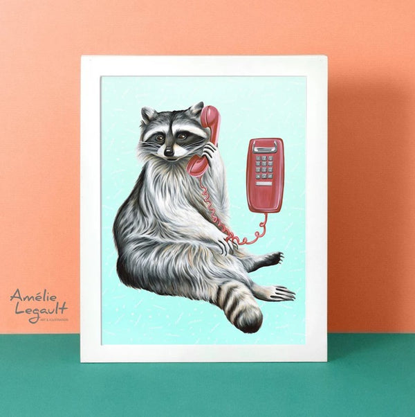 Affiche Le raton laveur au téléphone - arloca