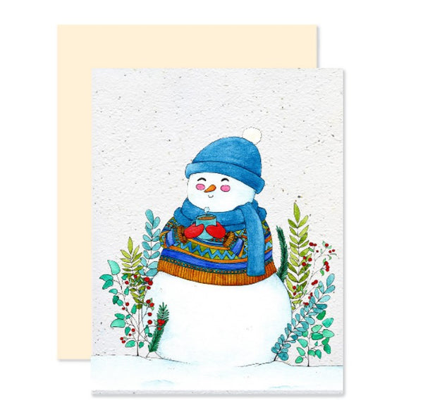 Carte de souhaits plantable Bonhomme de Neige - arloca