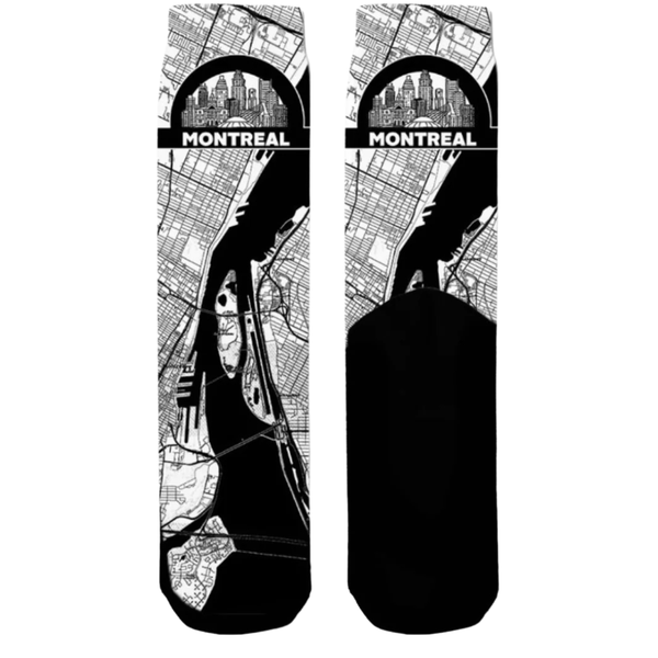 Bas unisexe Montréal noir et blanc