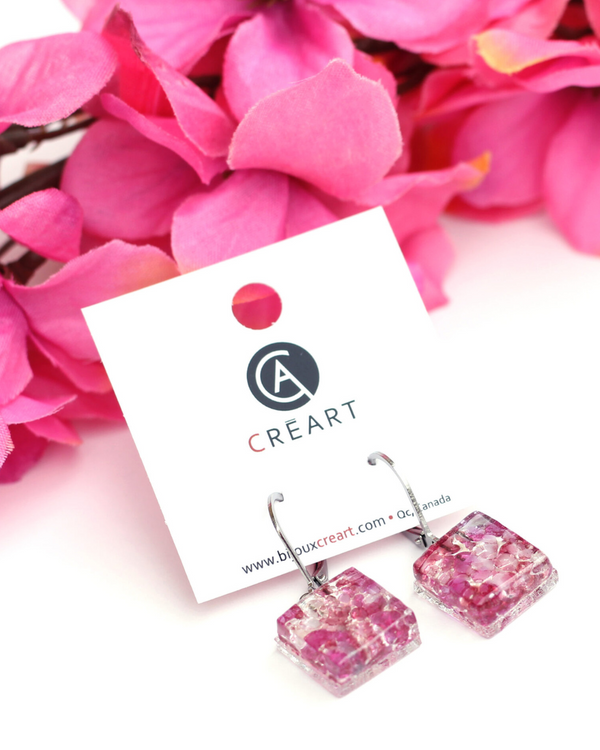 Boucles d'oreilles en verre à motif suspendu - arloca