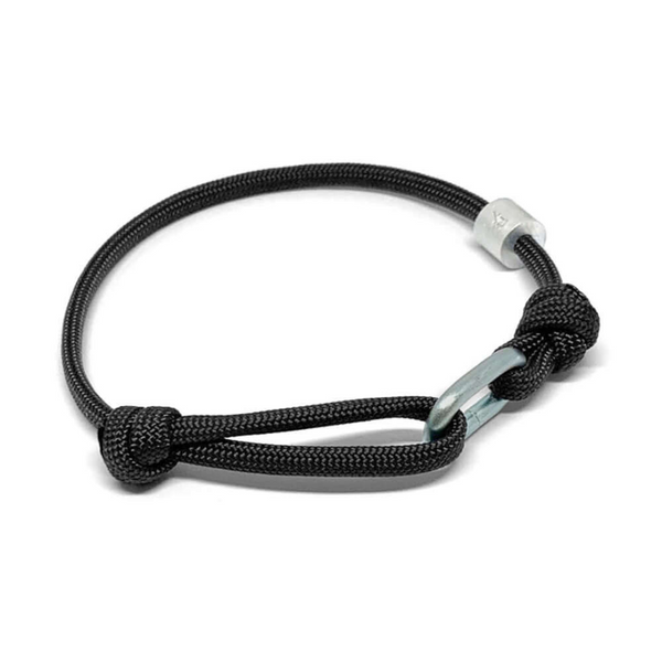 Bracelet pour homme en corde avec maillon noir