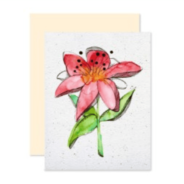 Carte de souhaits plantable La fleur rouge - arloca