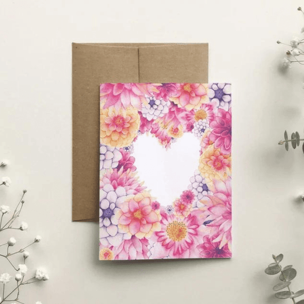 Carte de souhaits Coeur floral - arloca