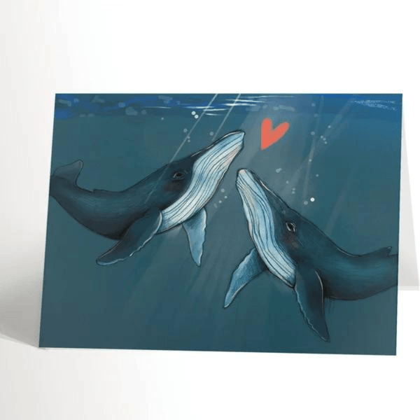 Carte de souhaits Les baleines bleues - arloca