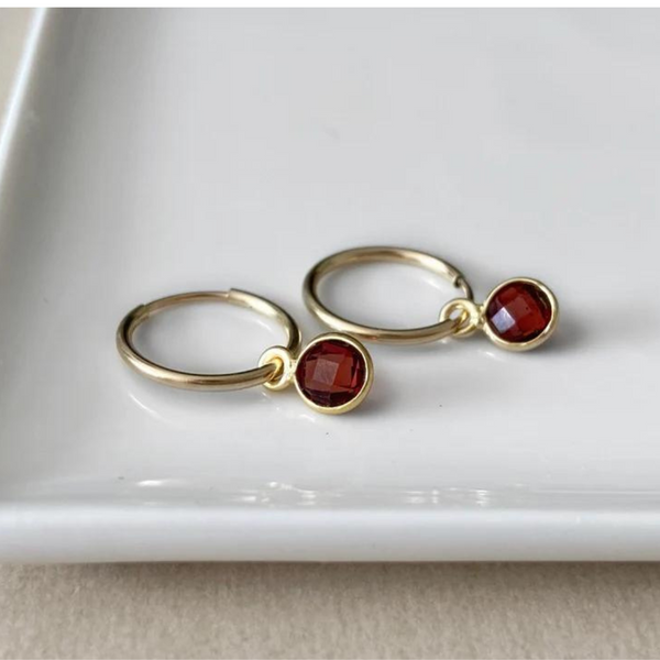 Boucles d'oreilles or/grenat - arloca