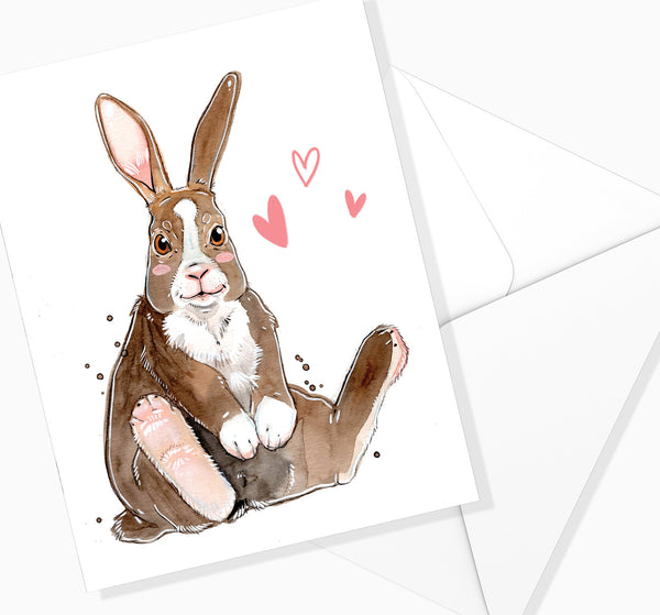 Carte de souhaits Lapin et Coeurs - arloca