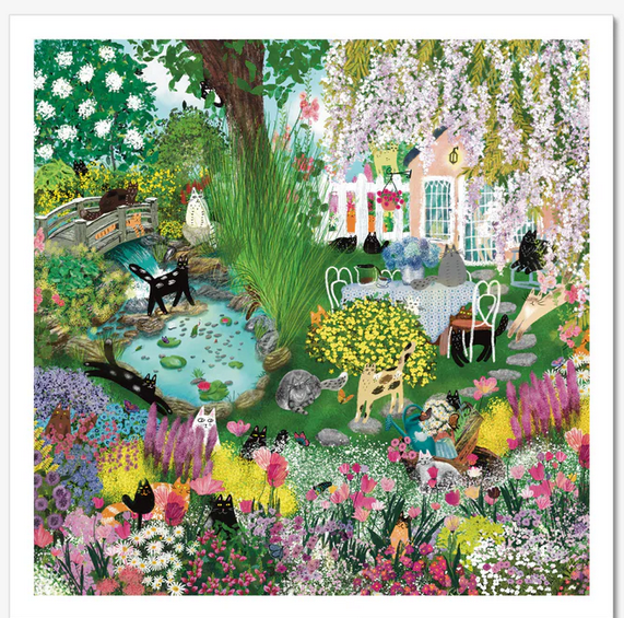 Affiche Chats dans un jardin fleuri - arloca