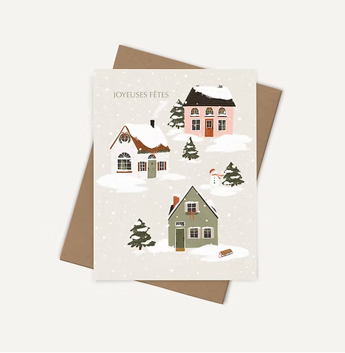 Carte de voeux Maisons festives "Joyeuses Fêtes"