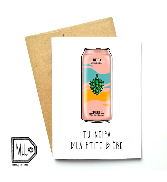 Carte de souhaits Tu neipa d'la p'tite bière