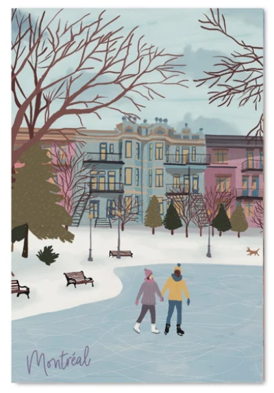 Carte postale Parc La Fontaine en hiver.
