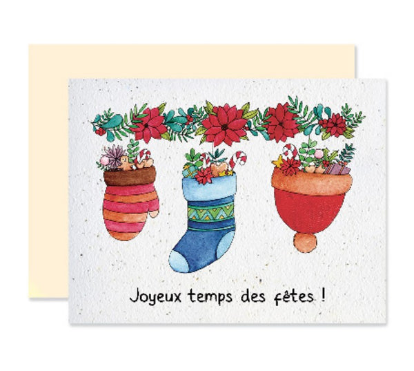 Carte de souhaits plantable Bas de Noel - arloca
