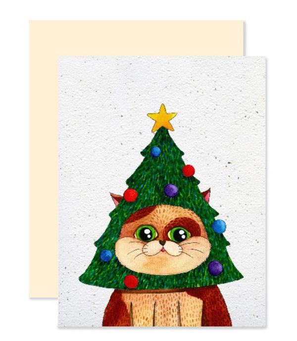Carte de souhaits plantable Chat-pin de Noel - arloca