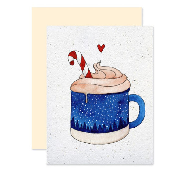 Carte de souhaits plantable Tasse & neige - arloca