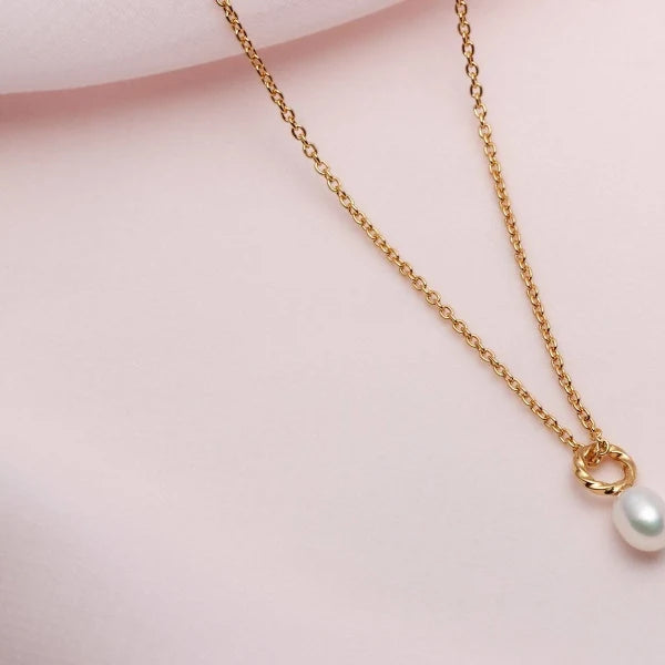 Collier doré avec pendentif perle blanche - arloca