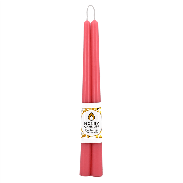 Bougies en cire d'abeille 12 po. rose (paquet de 2) - arloca