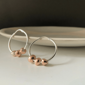 Boucles d'oreilles créoles à 3 billes en cuivre - arloca