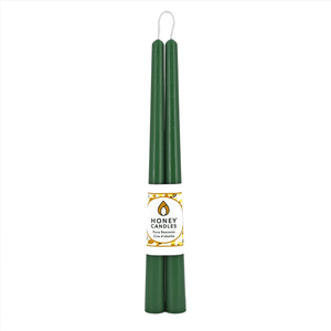 Bougies en cire d'abeille 12 po. Vert forêt (paquet de 2) - arloca