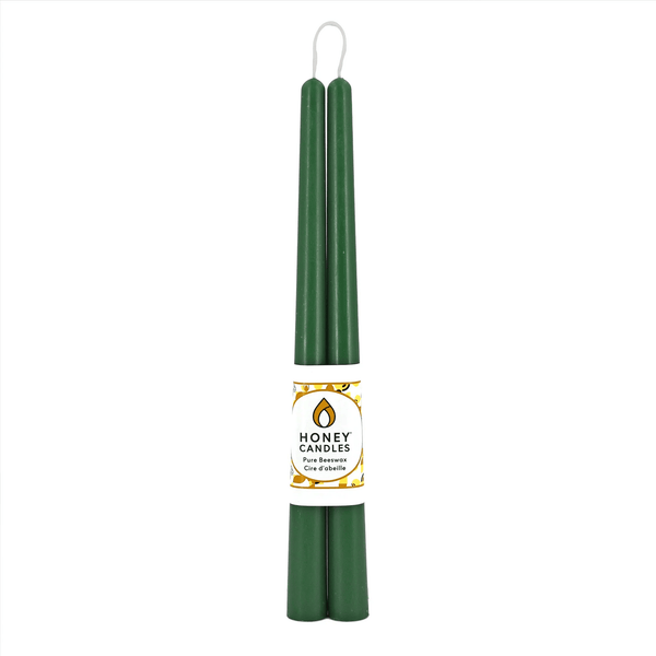 Bougies en cire d'abeille 12 po. Vert forêt (paquet de 2) - arloca