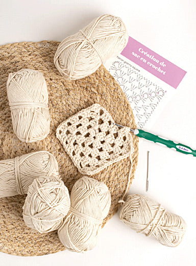 Fabrication de sac en crochet combo crème - arloca