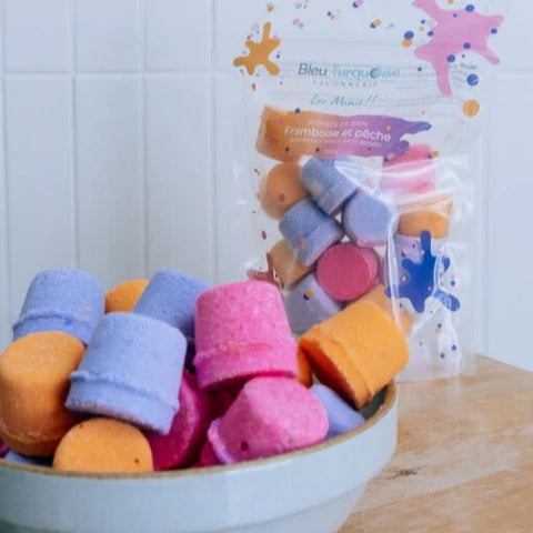 Mini bombes de bain Framboise et pêche.