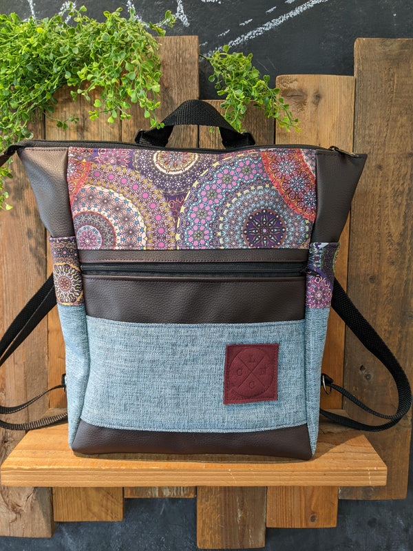 Sac cabas Tissus Mandala et bleu