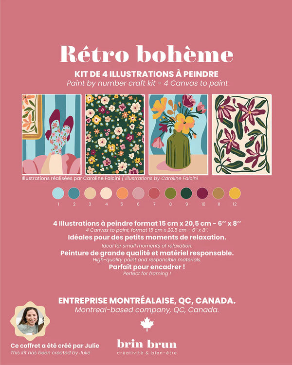 Coffret créatif, Kit de peinture à numéros - Ambiance Rétro bohème - arloca